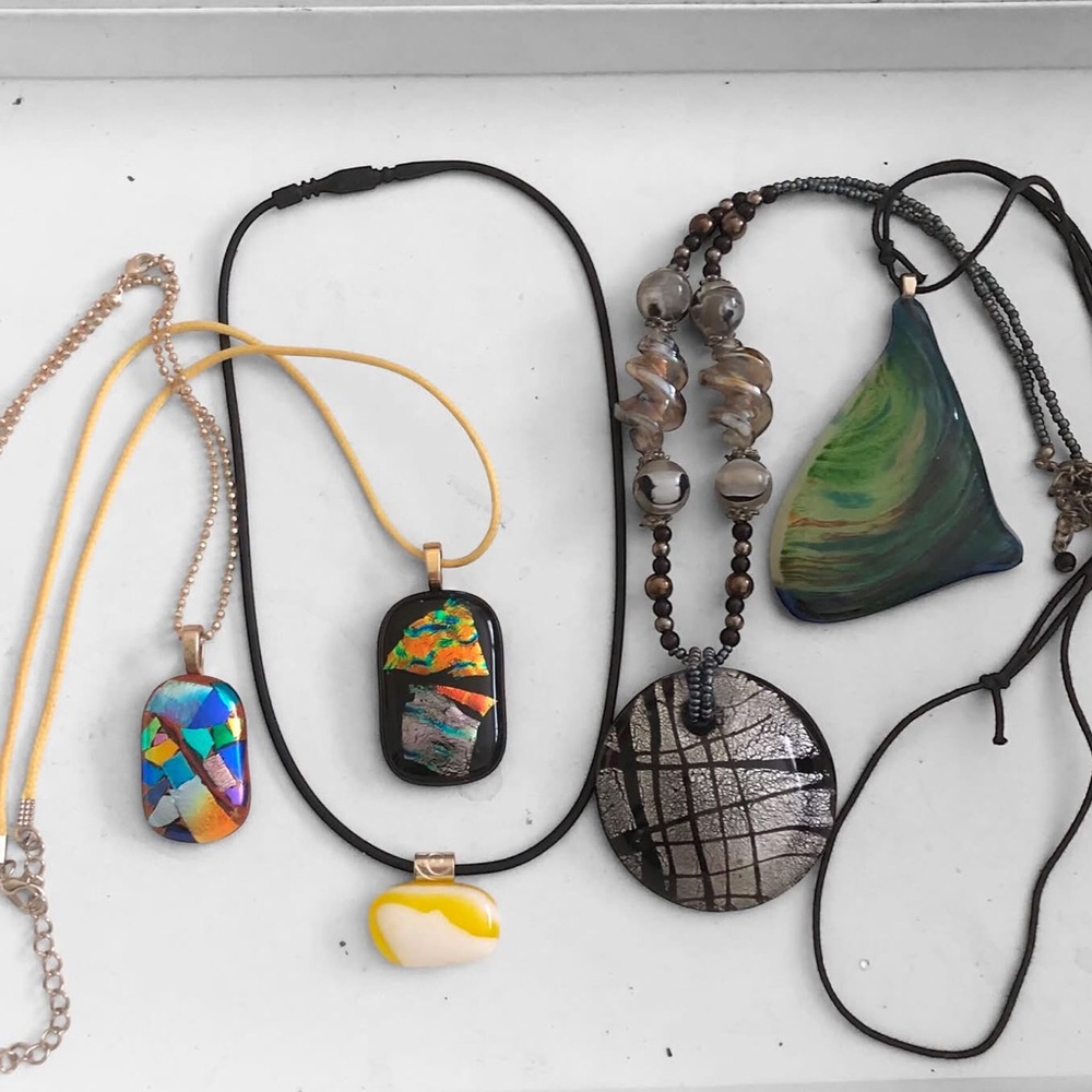 5-Piece Art Glass Pendant Necklace Lot